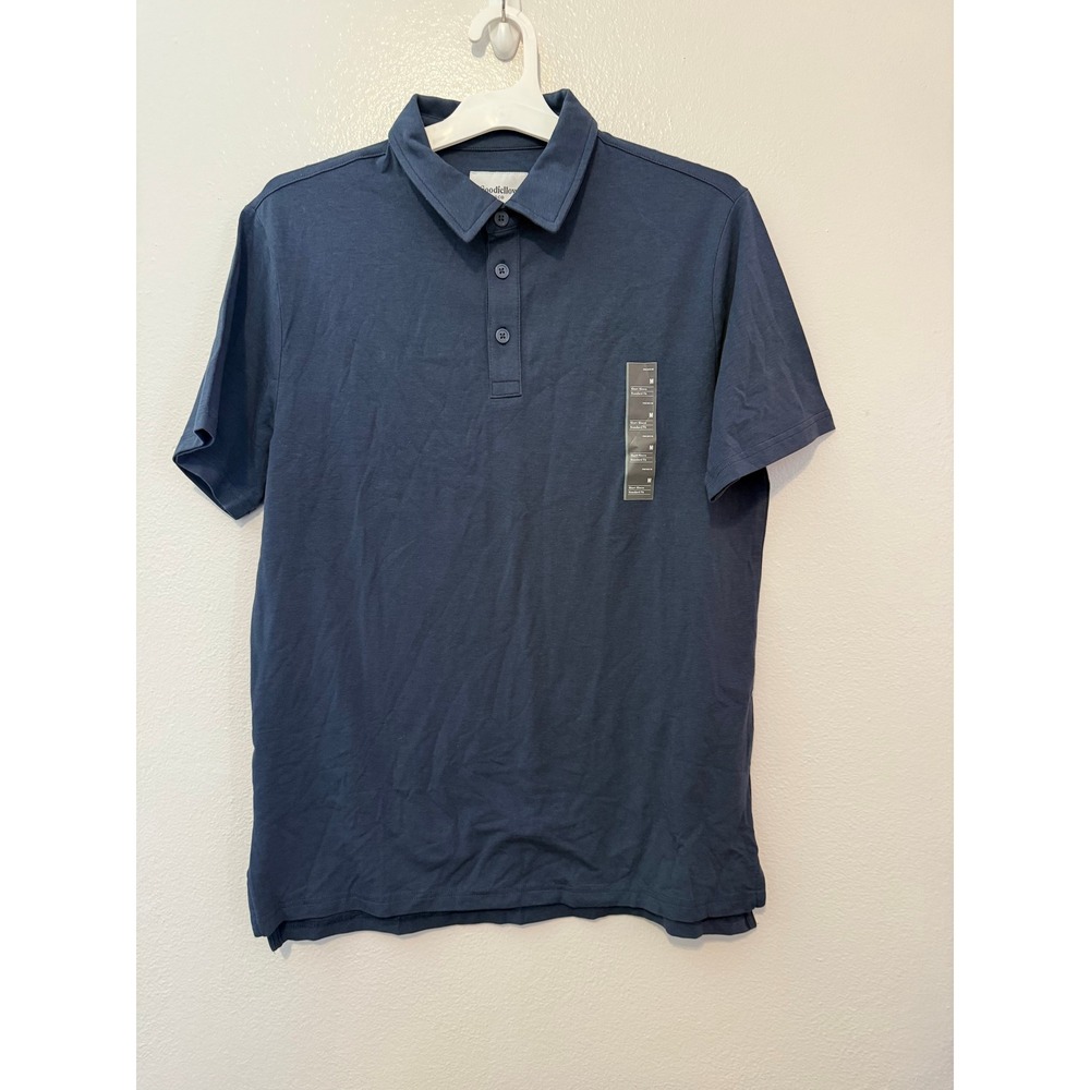 Goodfellow & Co Mens Comfort Polo Shirt Navy Blue Short Sleeve Standard Fit NWT